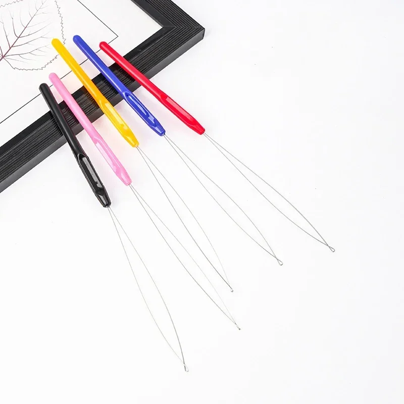 Plastic Handle Hair Extension Tufting Threader Beader Wig Crochet Tool Supplies Needle Piercer, Lead Wire, Wig Crochet Hook