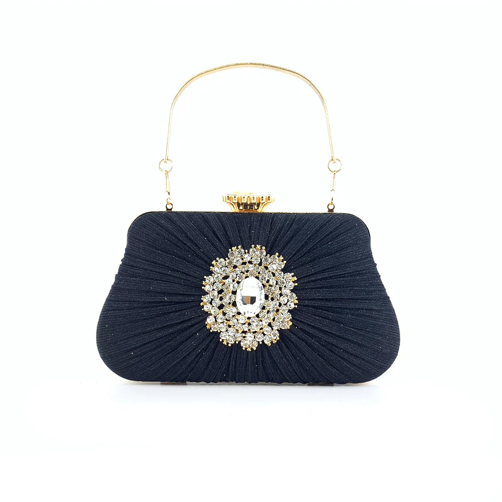 

Fashion Dinner Bag Ladies Pleated Craft Rhinestone Bag Banquet Wedding Party Bag Shoulder Bag Rhinestone Clutch Bag Handbag
