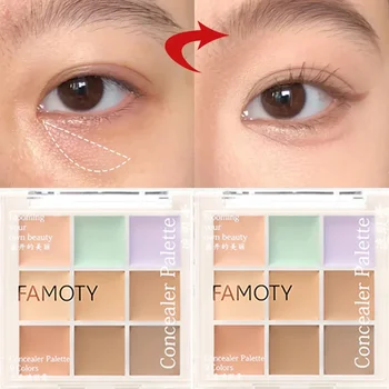 프로페셔널 9 색 컨실러 팔레트 커버, 여드름 다크 서클, 방수, 모이스처라이징, 지속적인 페이스 컨투어베이스, 메이크업 화장품