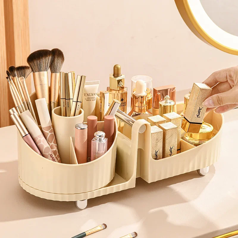 New 360° Rotating Makeup Brush Holder Cosmet Storag Box Luxury Makeup Organiser Lipsticks Make Up Container Vanity Organizer Bo 5