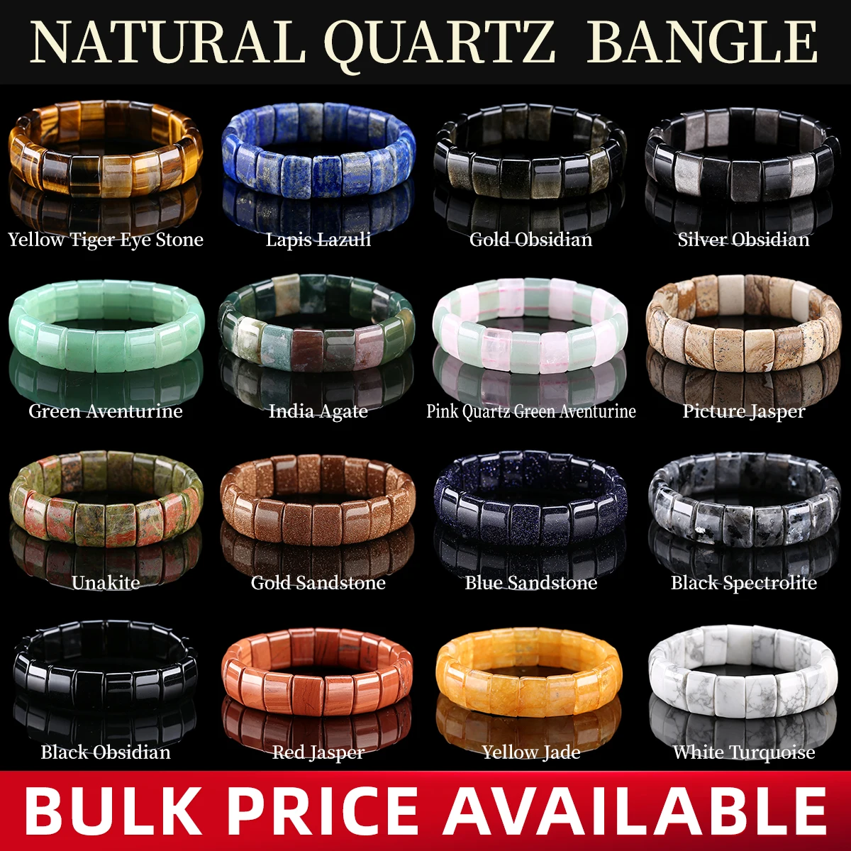JD Naturstein Gelber Tigerauge Perlen Quadratische Armreifen für Männer und Frauen Mode Reiki Heilarmband Yoga Handgelenkschmuck Paar-Geschenk