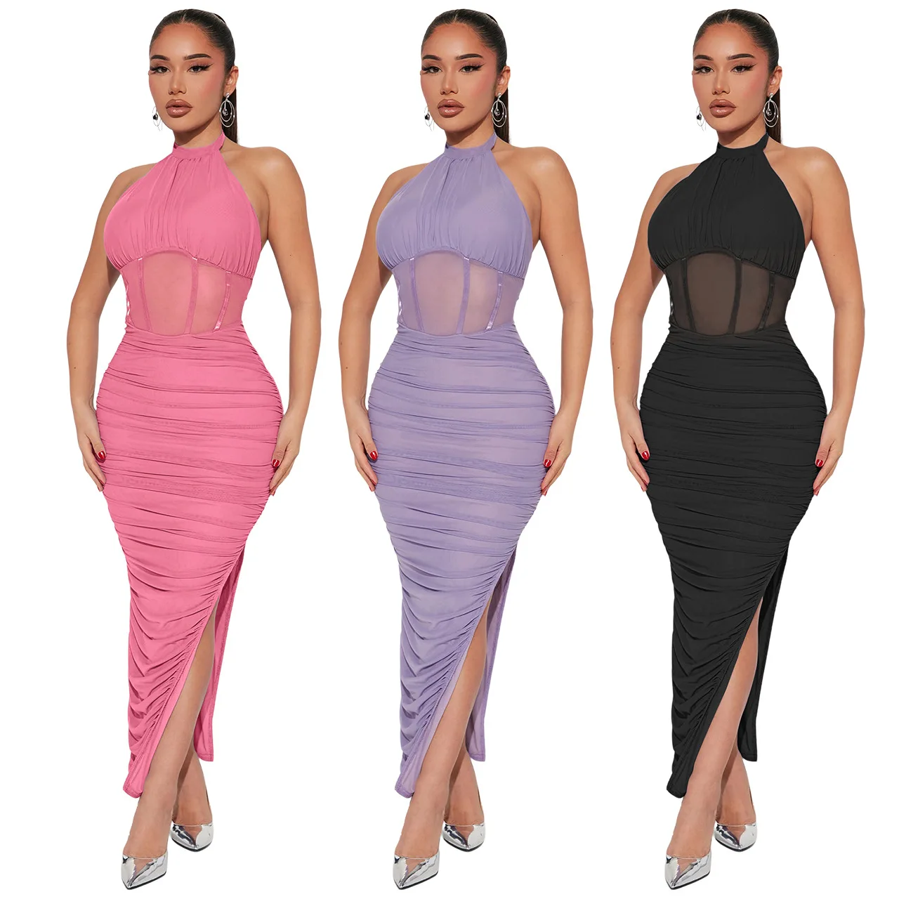 

Cape For Swimsuit Kaftan Dress Korean Cover Up Women Beach Outlet 2023 Hanging Neck Sleeveless Mesh Double Layer Split Sexy