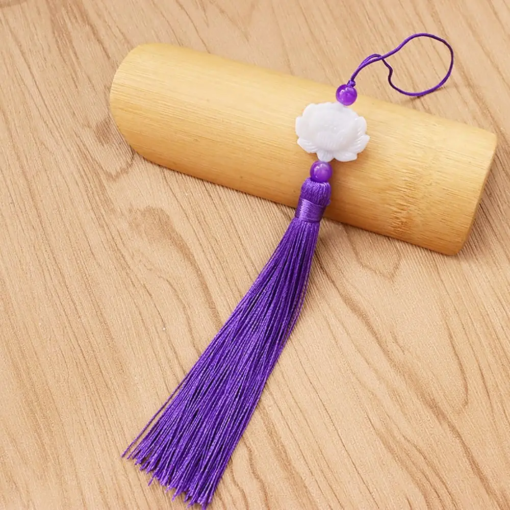 1Pcs 고대 중국 스타일 매듭 옥 비즈 Tassel Lotus Tassels 팬 떨어지는 장식품 실크 Tassels 의류 펜던트