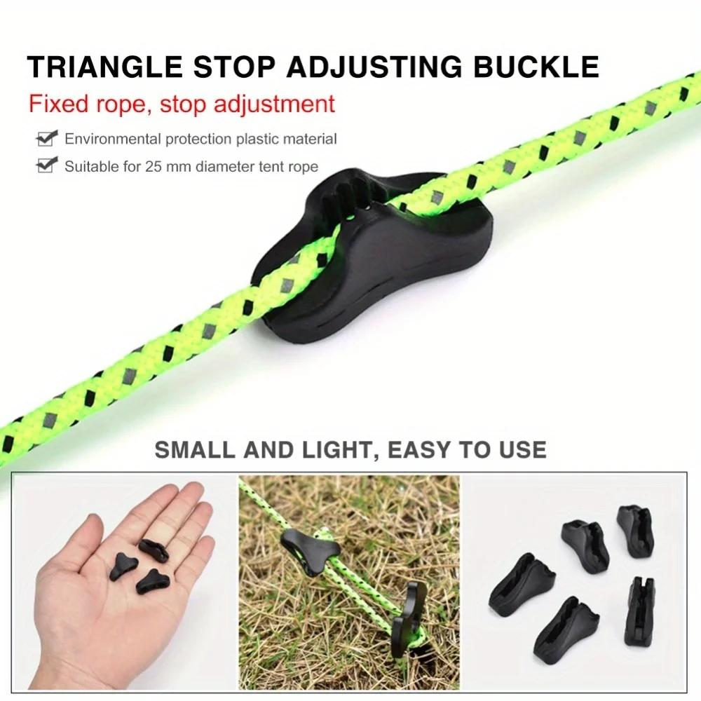 10pcs Camping Tent Rope Buckles Cord Tightener Tools Fastener Adjuster Non-Slip Rope Camping Portable Outdoor Elements