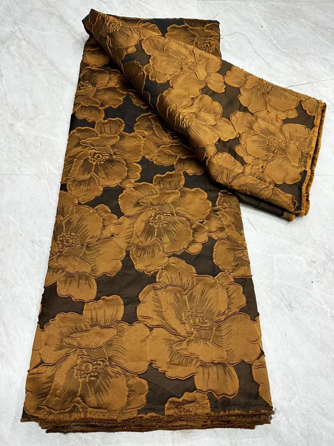 Nigerian Brocade Lace Fabric African Jacquard Gilded for Sewing Dresses