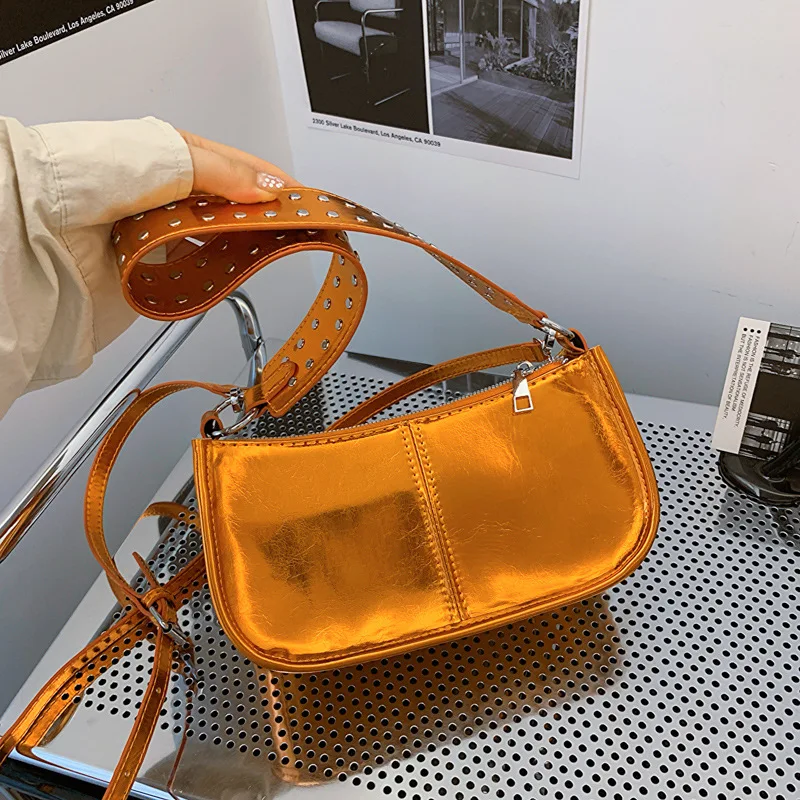 

Золотистая и серебристая сумка на плечо Laser для женщин, дизайнерская Повседневная модная сумка Ita, универсальная крутая женская сумка Y2k, новая сумка и кошелек