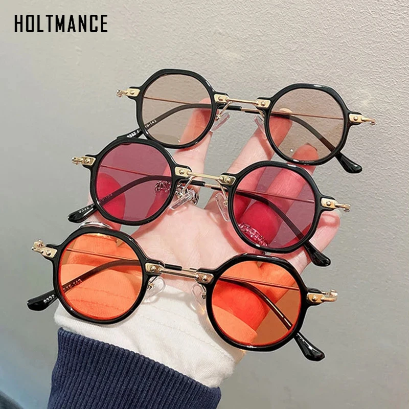 

NEW Retro Polygon Small Round Women Sunglasses Fashion Orange Champagne Shades UV400 Men Clear Anti-Blu-Ray Square Metal Frame