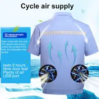 Men's Summer Vest Fan Air-conditioning Clothing UBS Charging Cooling Short-sleeved Jacket Work Shirt Outdoor Fishing Clothing 1