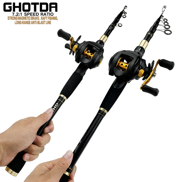 Fishing Rod and Reel 1.8-2.4m Carbon Fiber Spinning Casting Rod and 17+1BB  7.2:1 Gear Ratio Baitcasting Fishing Reel Fishing Kit - AliExpress