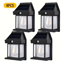 Enhanced Solar - Powered Outdoor Garden Lamp with Motion Sensor and Warm White LED Lighting (4PCS)
