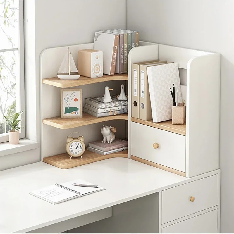 Wooden Bookcases Living Room Table Shelf Corner Small Bookshelf Furniture