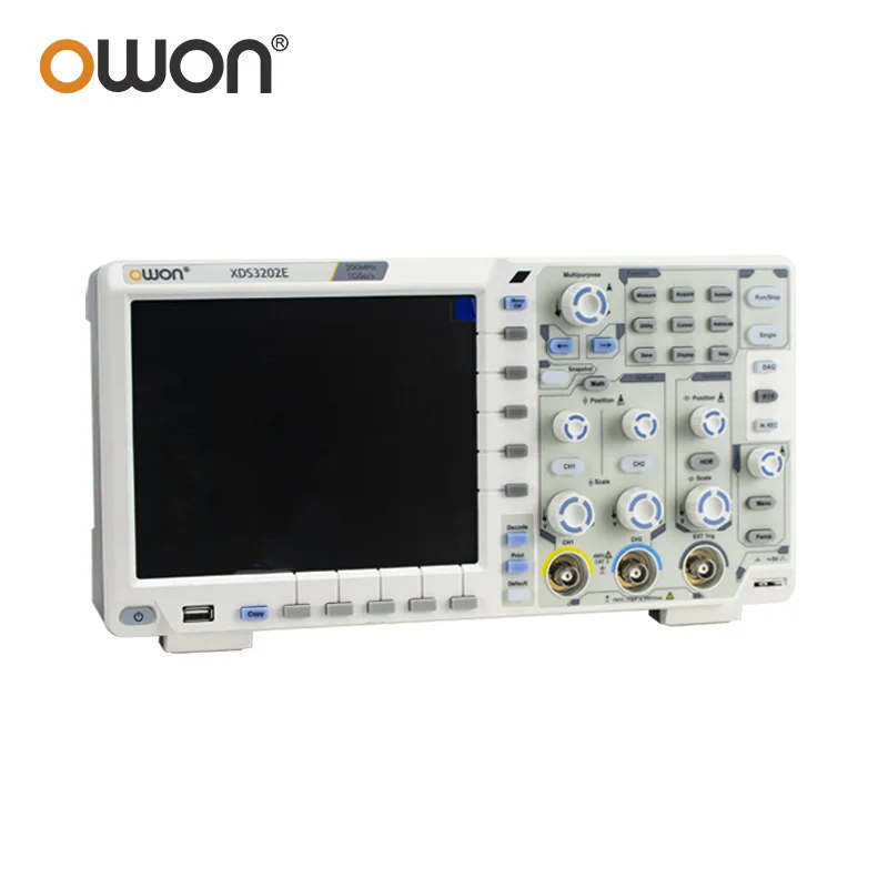 OWON XDS3202E 8 Bits Dual Channel Digital Oscilloscope 200MHz 1GS/s 40M Record Length 56,000 wfms/s 8 inchs 2 +1External Options 4