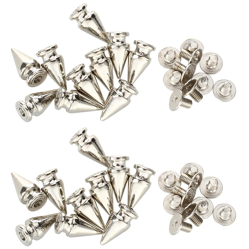 

20 Set Silver Screw Bullet Rivet Spike Studs Spots DIY Rock Punk 7X13mm