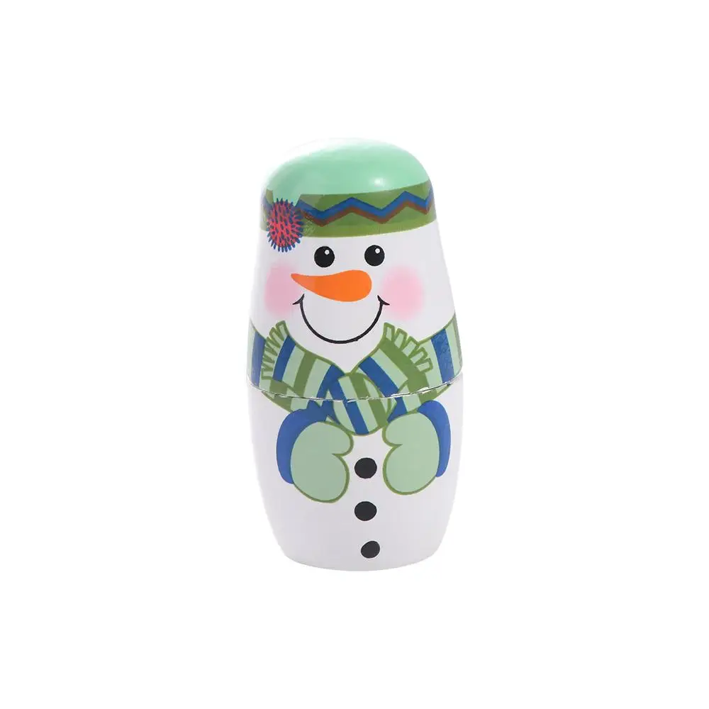Cute 5Pcs/Set Xmas Matryoshka Wood craft Snowman Russian Smooth Safe Christmas Nesting Dolls