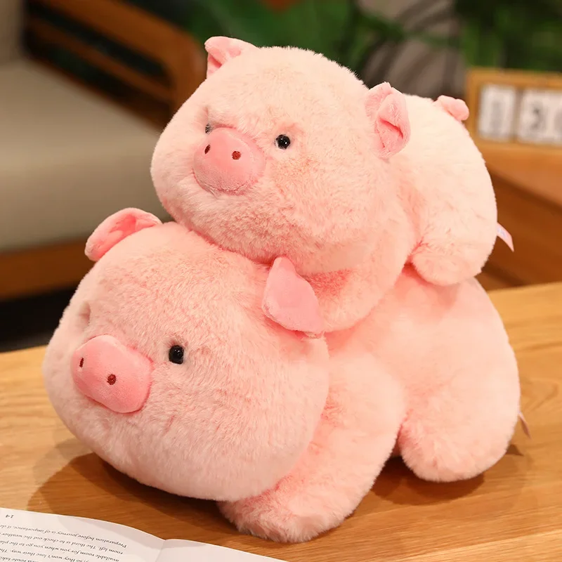 

25-50cm Cute Fluffy Pig Plush Toys Stuffed Animals Soft Squishy Lying Piggy Pillow Cushion Lovely Xmas Gifts For Kids Girls