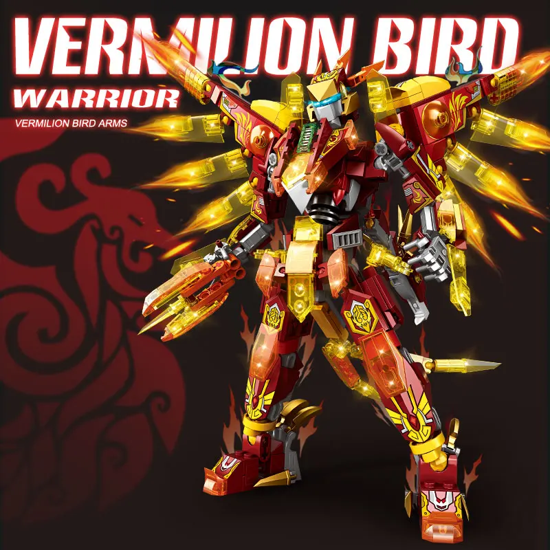 2in1 Transformable Robot Building Blocks Mythical Vermilion Bird Mecha Warrior C