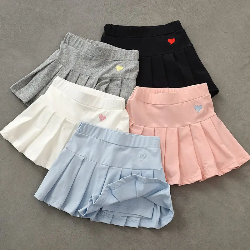 Children Skirts Summer Dress with Safety Pants Pleated Skirt Pants