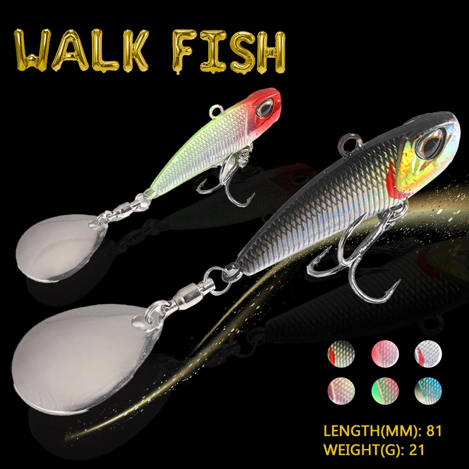 

WALK FISH 1 шт., 81 мм/21 г, металлическая Вибрирующая Рыболовная Приманка VIB, вращающаяся жесткая приманка с блестками, блесна, свимбейт для окуня, карпа, рыболовная снасть