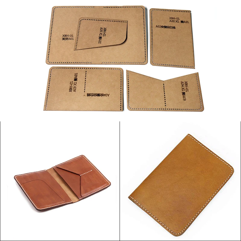 DIY 가죽 여권 홀더용 바느질 크래프트지, 카드 보관 가방, 수제 패턴, 10x..