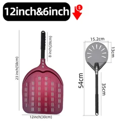 Enhanced Pizza Oven Shovel and Paddle Set - Hard Anodized Baking Tool Collection (12inch 58cm set1 red)