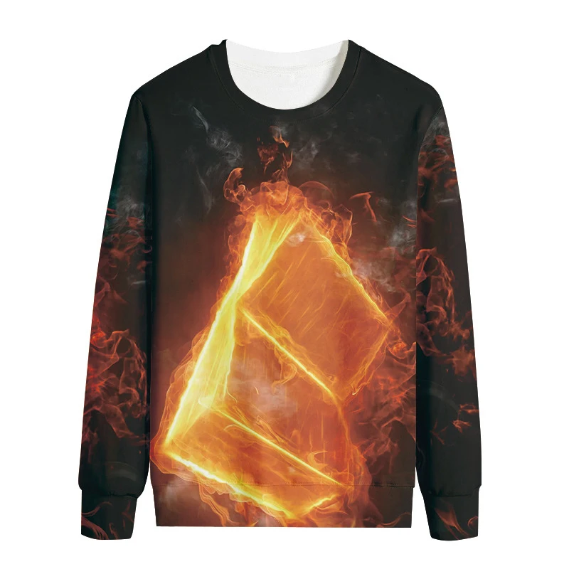 Fire Pattern 3d Printed Sweatshirts for Men and Women Pullovers Harajuku Unisex Tops