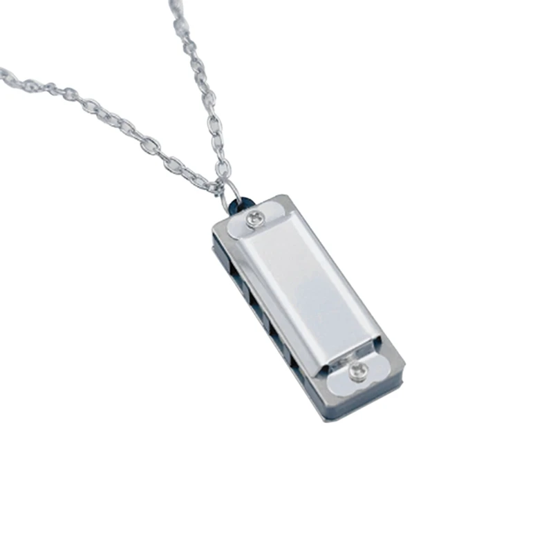 Mini Harmonica Necklace 4 Hole 8 Tone Portable Musical Instrument For Children Beginners