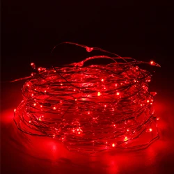 10-Pack LED Lantern Star String Lights - Battery-Powered Copper Wire Fairy Lights - 2M (Red)