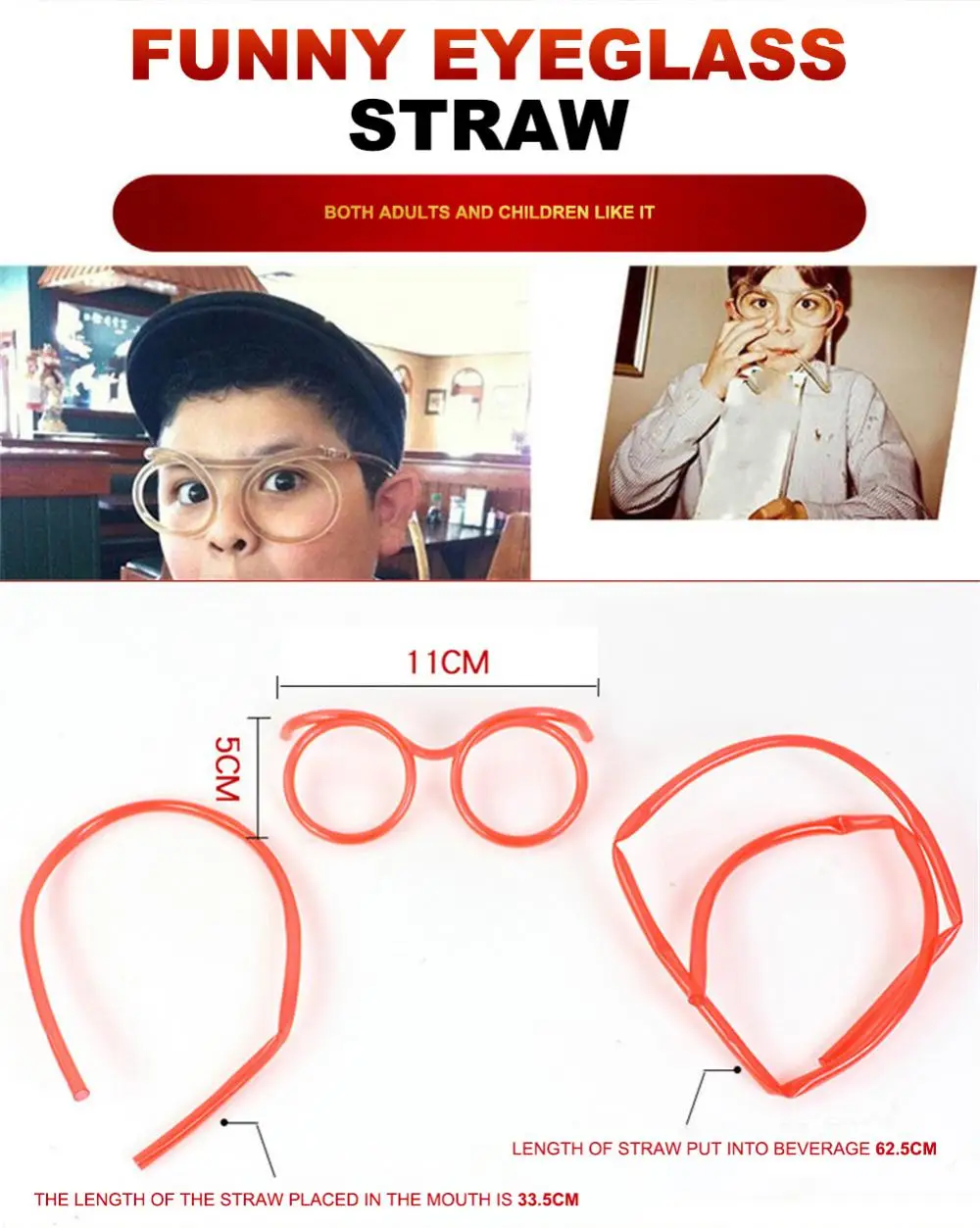 Description Picture 3 of itemSoft Plastic Glasses Straw Funny Flexible Drinking Tube Birthday Christmas Party Accessories Plastic Drinking Straws Kids Gift