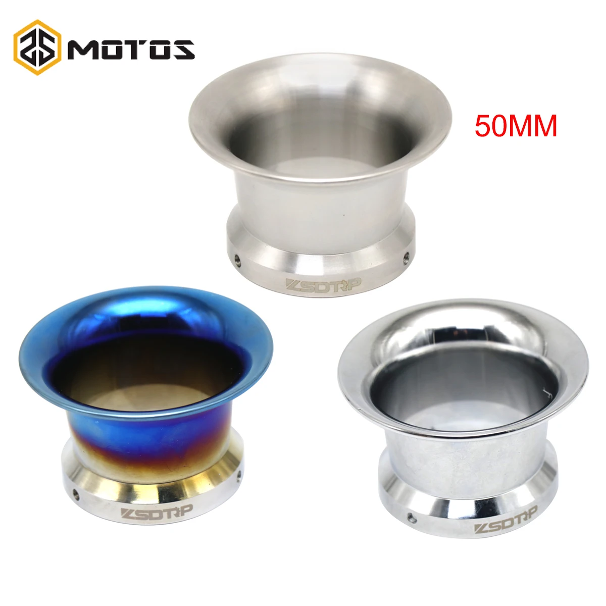 Zs Motos 50Mm Carburatore In Acciaio Inox Filtro Aria Tazza Velocità Stack Imbuto Tromba Per Pe Pwk 21 24 26 28 30Mm Carburatore