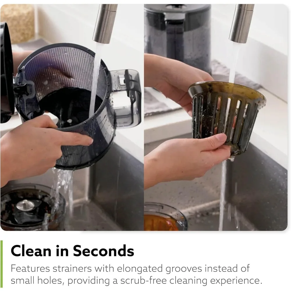 H200 Easy Clean Slow Juicer, Matte Black | Hands Free | Hopper Fits Whole Produce  Quiet Motor Scrub Free Cleaning 4