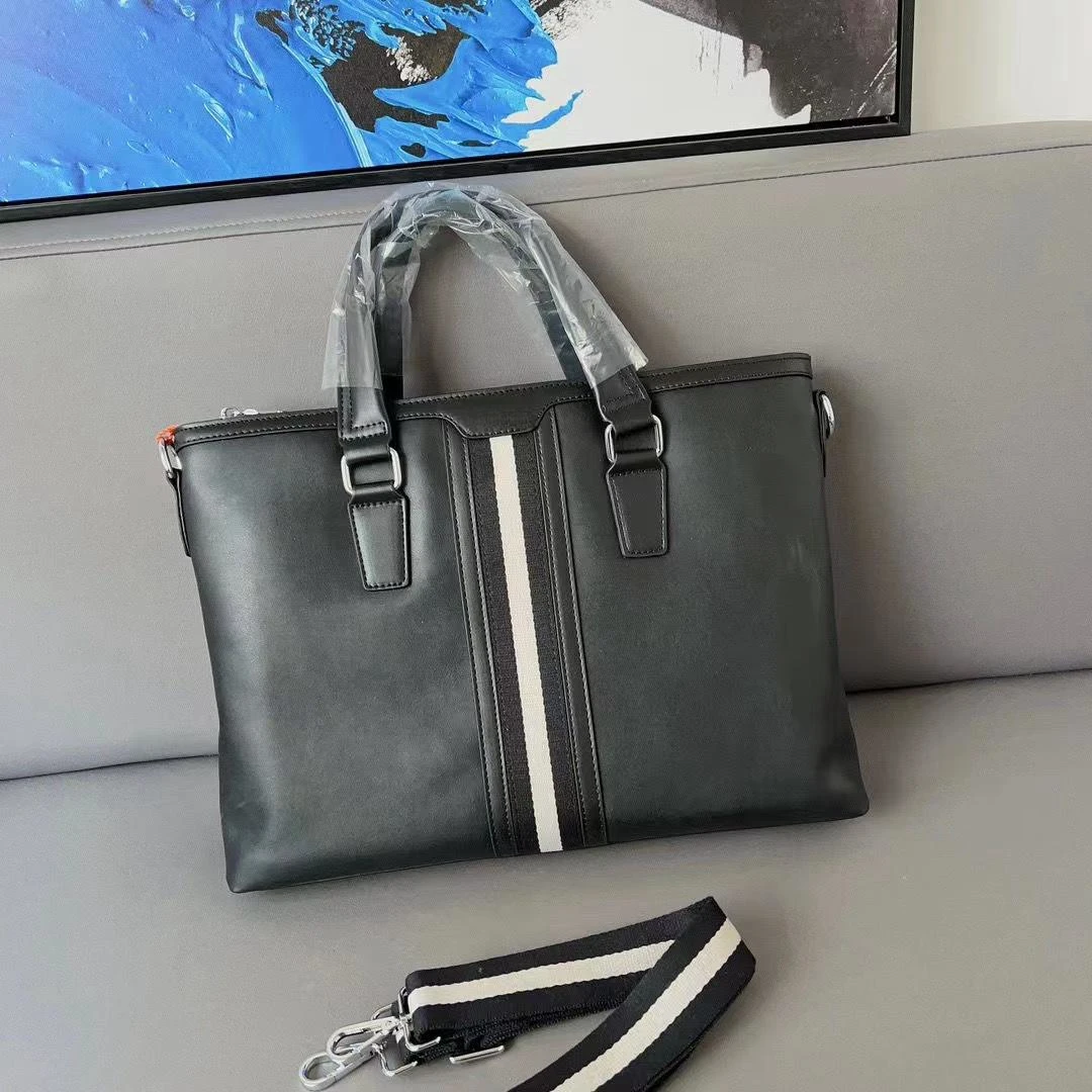 Luxury B Style  Briefcase Bag Fashion Design Business Causal Men Leather Shoulder Handbag Large Capacity Computer Handbag