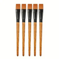 5/10pcs Premium Flat Paint Brush Set - Versatile Synthetic Nylon Brushes for Watercolor, Acrylic, Oil Painting & Body Art 2