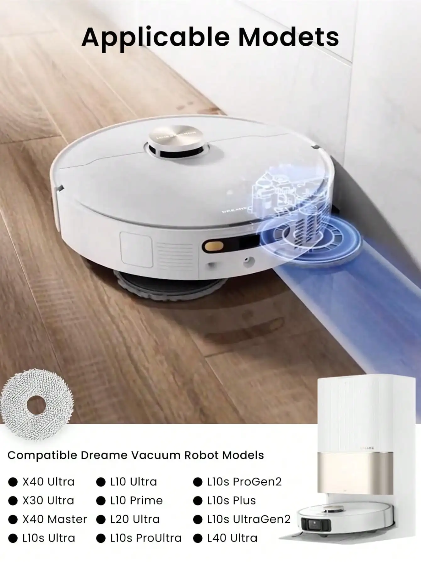 Mop Cloth for Xiaomi X20+/X10+ Robot Vacuum & Dreame L10s L20 Ultra 3