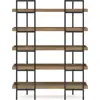 Modern Office Bookcase Mixed-Material Design 5 Shelves Urban Chic Storage Home Study Room Versatile Display Furniture 6