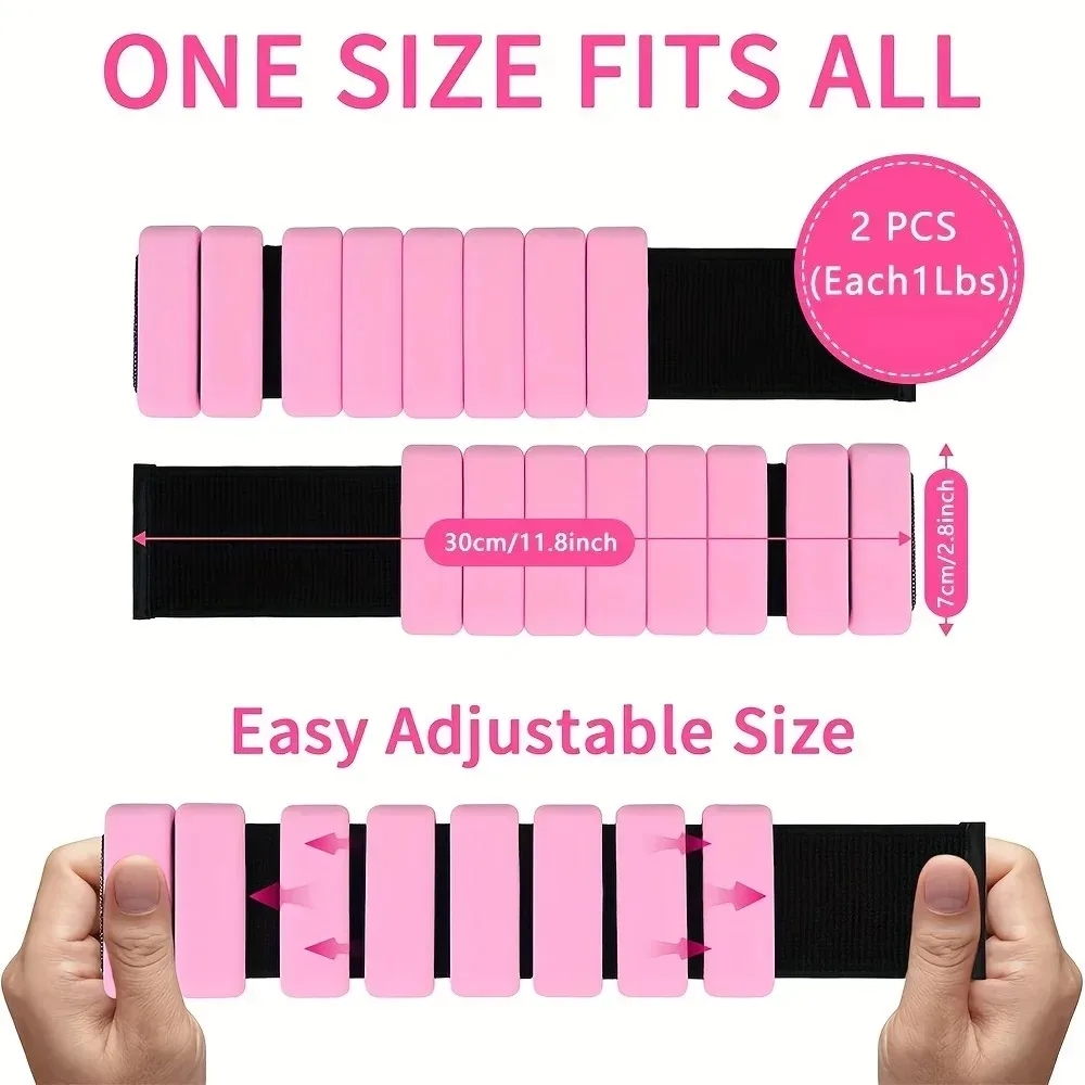 1 Pair Bodybuilding Weight-Bearing Wristband Adjustable Silicone Wrist Ankle Weights Sweat proof Workout Straps for Strength