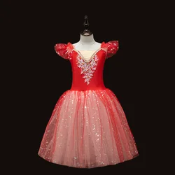 New Professional Ballet Tutu Long Tulle Dress Girls White Swan Ballet Dress Performance Dance Ballerina Costume Kids For Girls
