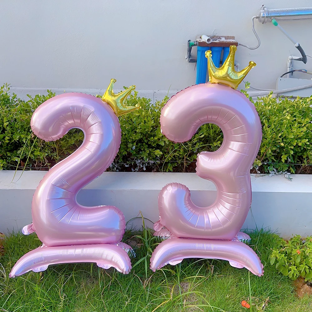 Description Picture 6 of item42 Inch Helium Number Foil Balloons With Crown Large 0-9 Happy Birthday Wedding Party Baby Shower Decoration Supplies Kids Gifts