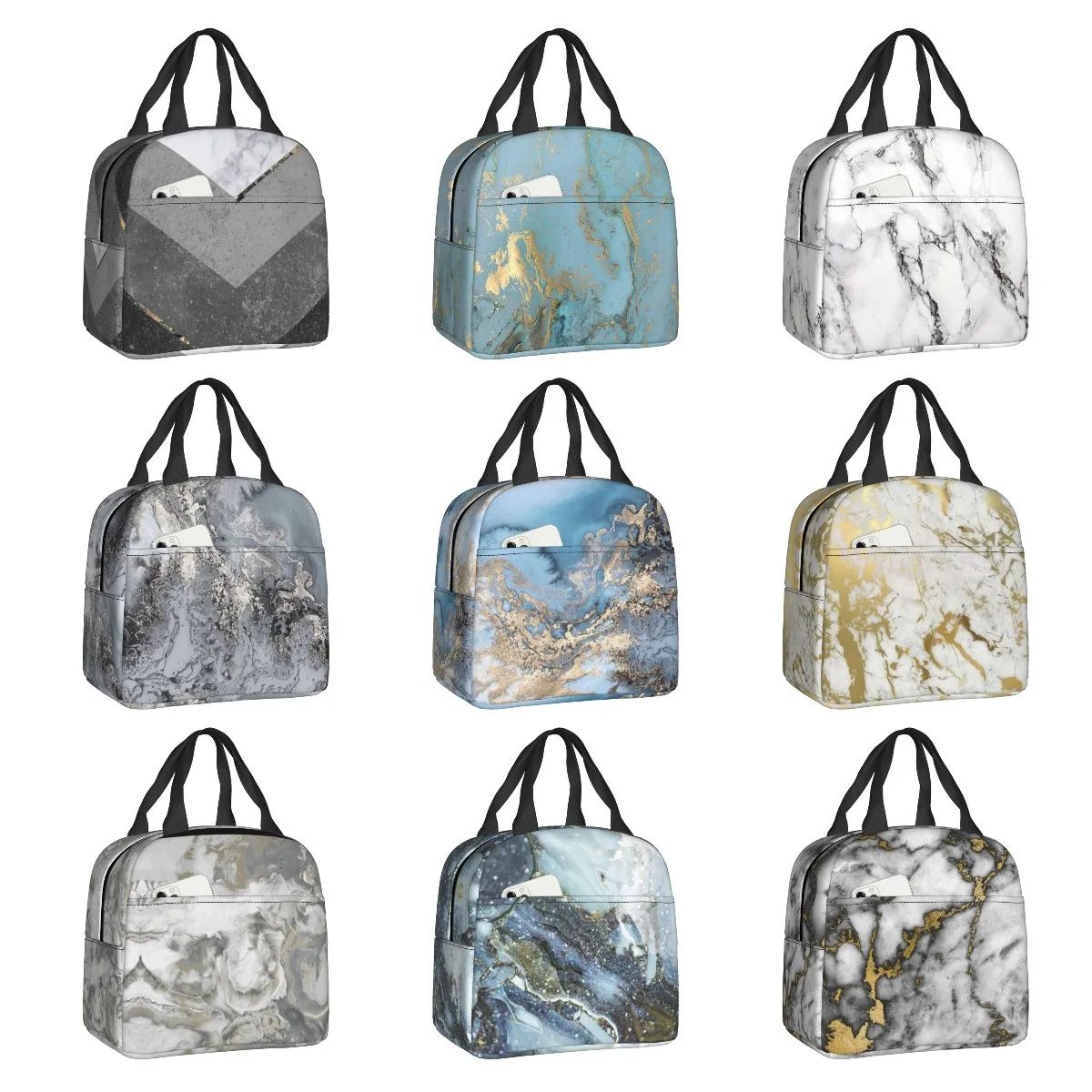 Marble Gray Copper Black Gold Insulated Lunch Bags for Women Abstract  Pattern Cooler Thermal Food Lunch Box Kids School Children - AliExpress