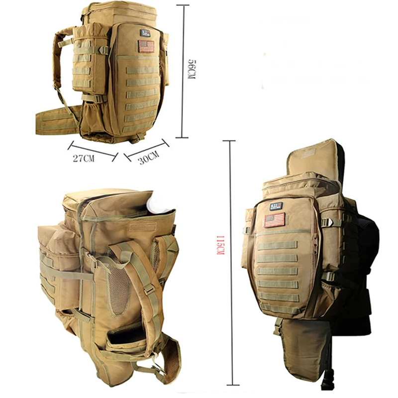 70L Military Tactical Backpack Outdoor Sports Hiking Camping Hunting Travel Rucksack Multi Pocket Multi-function Knapsack