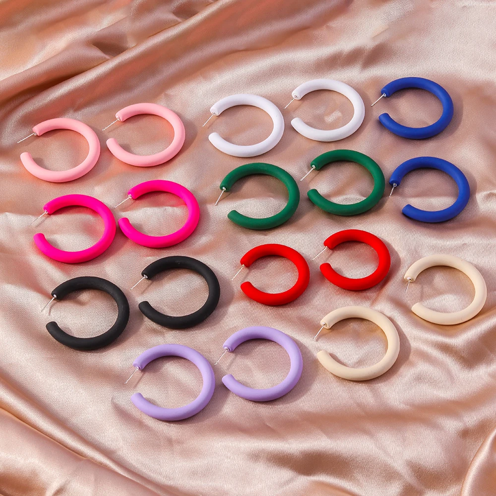 Aihua Koreanische Einfache Große Runde Hoop Ohrringe Für Frauen Bunte Geometrische Kunststoff Übertrieben Ohrring Trendy Ohrringe Schmuck
