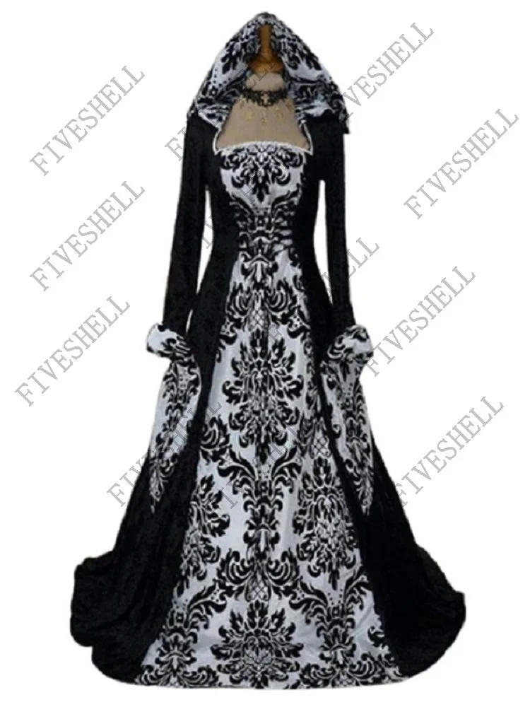 Halloween Costume Wicca Witch Medieval Dress Women Adult Plus Size Scary Cosplay Gothic Wizard Halloween Costumes Women
