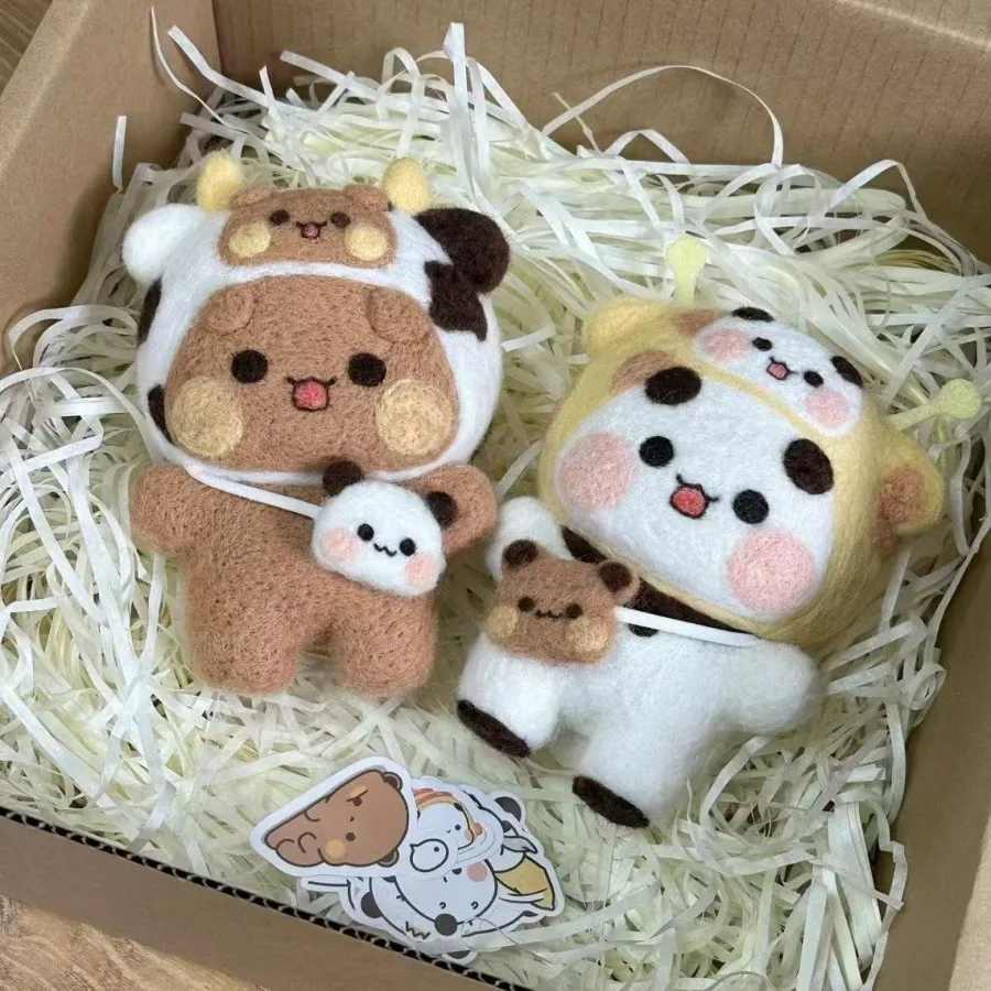 Bubu Dudu Wool Needle Felting Kit Non-finished Dolls DIY Felting Set Yier Panda Bear Handmade DIY Gift Animal Felt Crafts needle felting kit wool felting kit