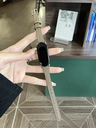 Leather Loop Watch Band Strap - Elegant Correa Strap - Mi Band 10 (Grayish brown)