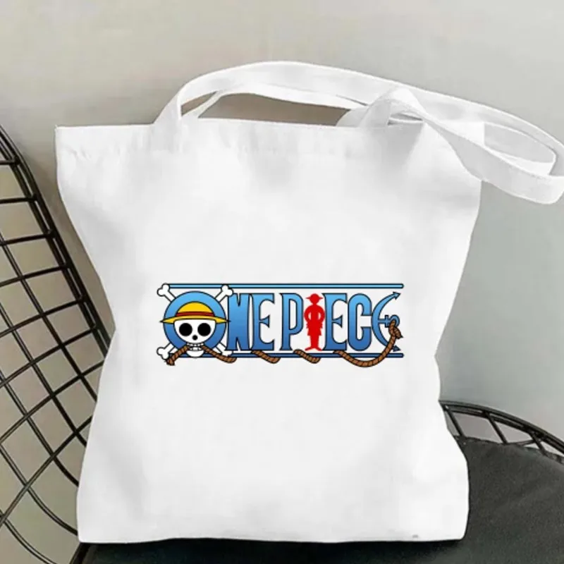 Bilibili One-L-Luffy-gear-5-P-Piece 여성 숄더백, 캐주얼 핸드백 토트백, 대용량 코튼 쇼핑백