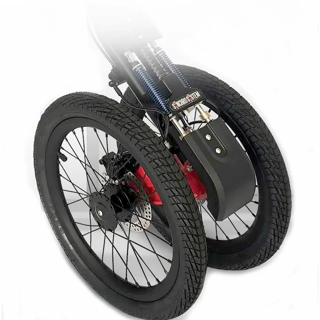 Double roue avant de vélo électrique 16 pouces/20 pouces, accessoires de  bicyclette - AliExpress