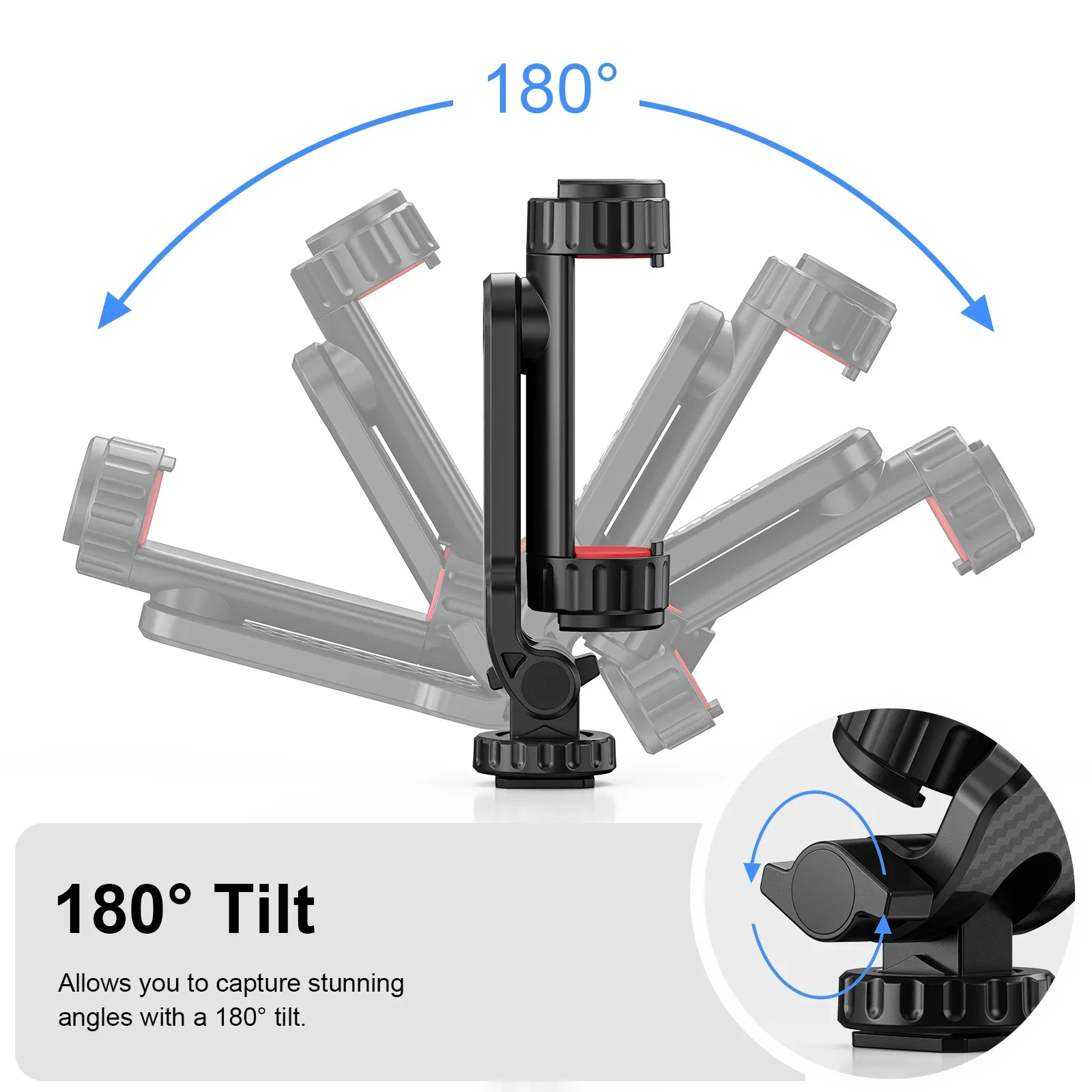 EVUMO PM11 Portable Phone Mount Holder Clamp Dual Cold Shoe Rotatable Digtal Camera Bracket Compatible for Most Cellphone iPhone
