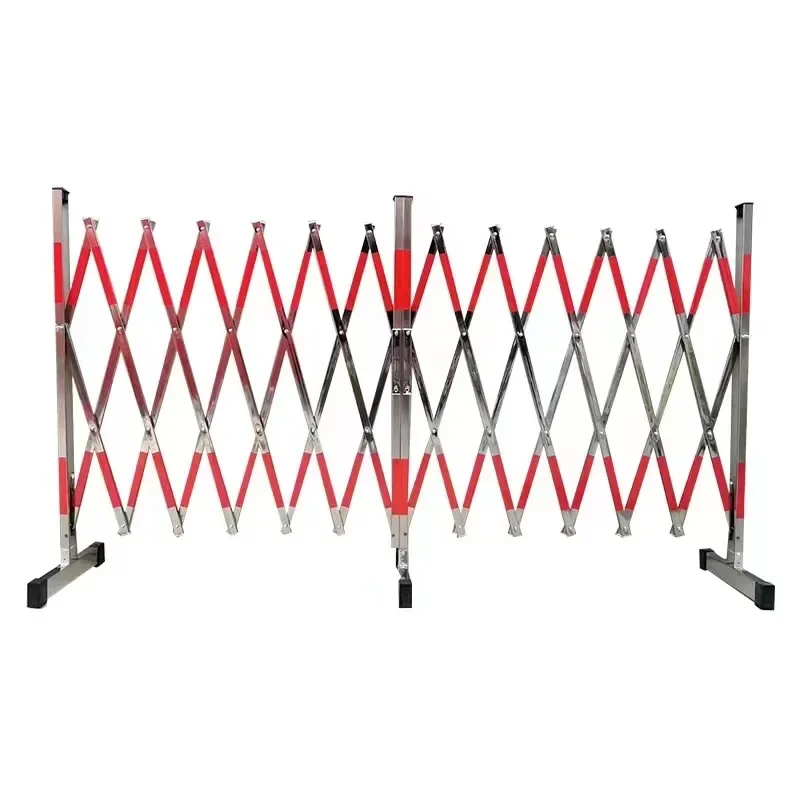 Stainless Steel Telescopic Fence Mobile Guardrail Construction Enclosure School Safety Folding Fence External 1.2x2.5cm.
