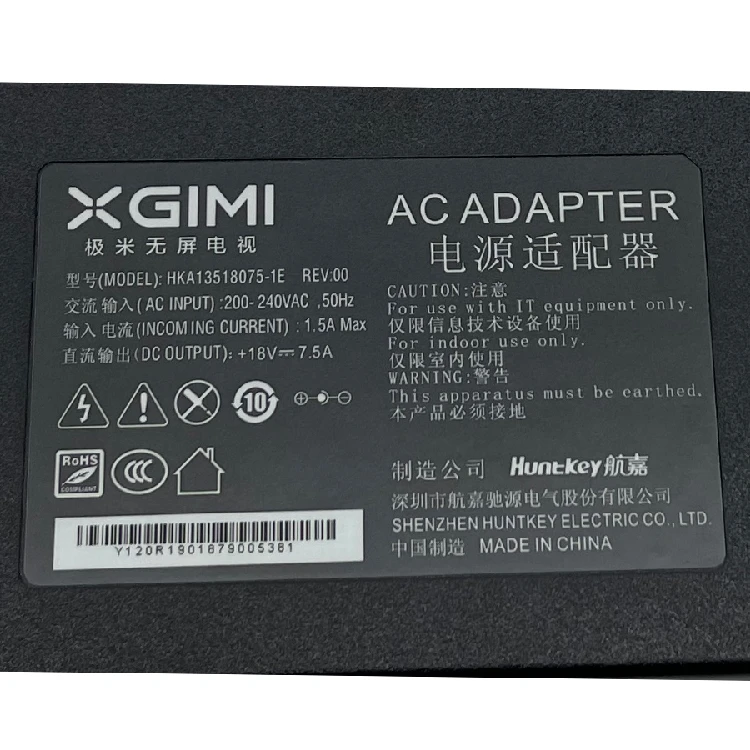 Carregador do Projetor Xgimi Hka135180751e Original 18v 7.5a 135w 220v Hka13518075-1e - Image 2