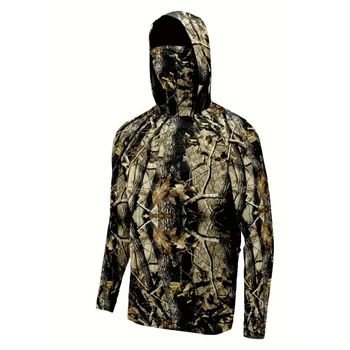 Fishing Hoodie Shirt Men Long Sleeve Sun Protection Trees Hunting Jersey Camisa De Pesca Performance Fish Gear Beach Tops Wear 3