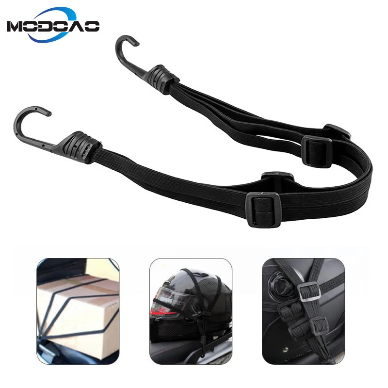 

Bike Tensioning Belts with Retractable Elastic Rope and 2 Hooks - Secure Helmet and Cargo on Fuel Tank or Luggage Rack